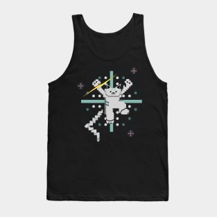 Cat Lightning Retro Gaming Dark Teal Green Tank Top